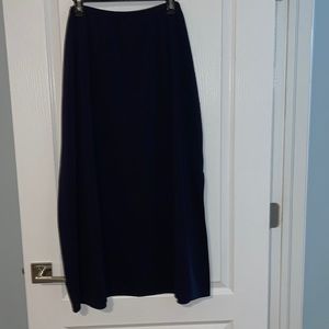Navy blue 35” long skirt with single side slit (17”) and elastic waist